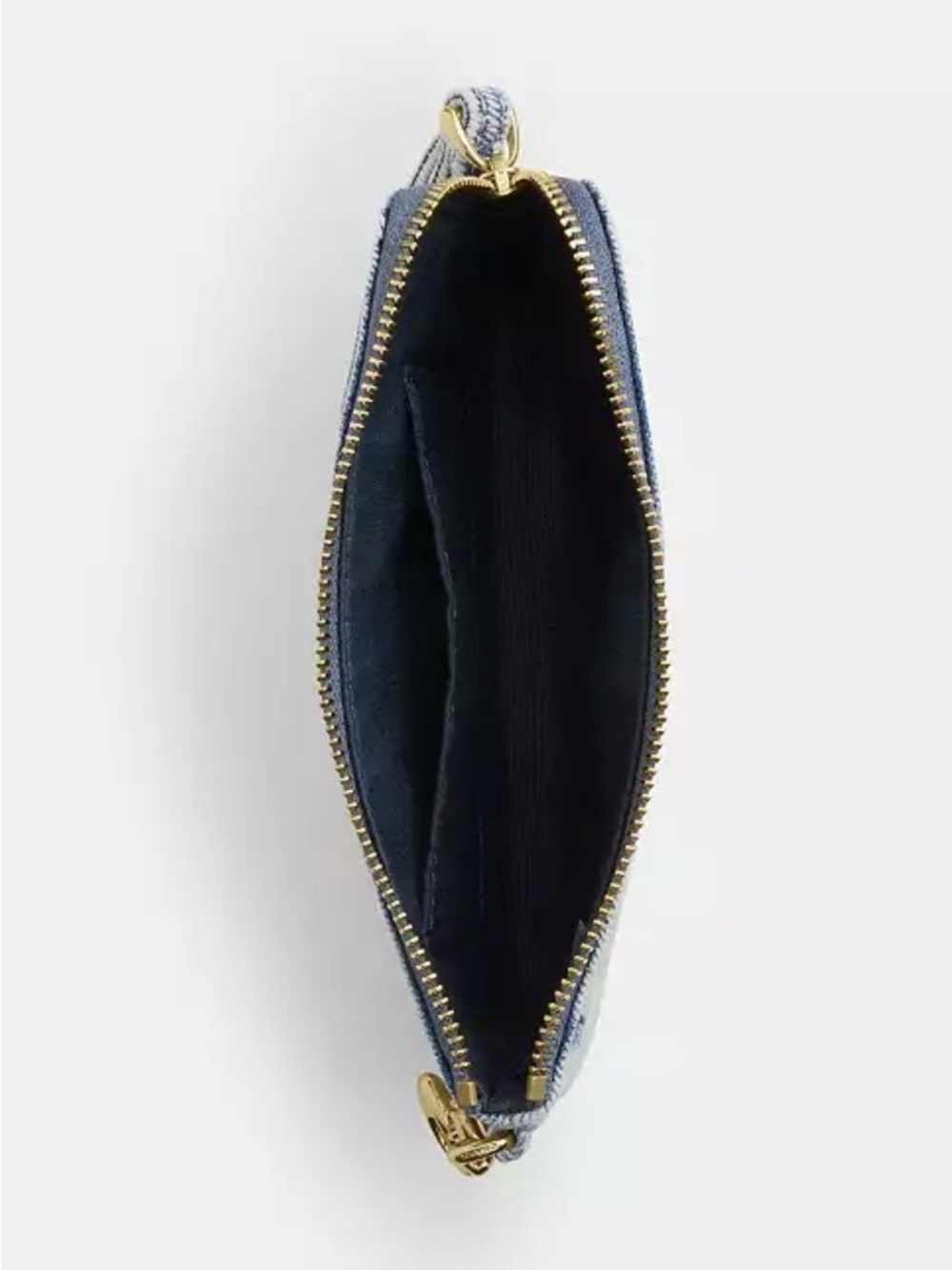 🍒New Coach Corner Zip Wristlet w/ 2 Charms in Loved Denim Gold/ Indigo - Picture 6 of 6